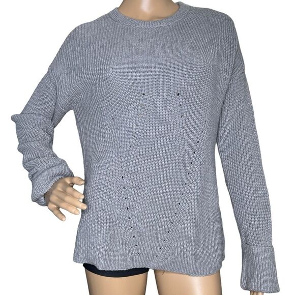 Magaschoni Sweaters - Magaschoni gray cuffed crew neck sweater small